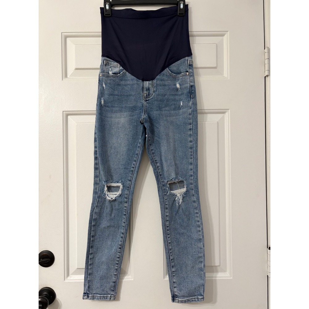 PinkBlush | Distressed Skinny Maternity Jeans | 26 || Blue|